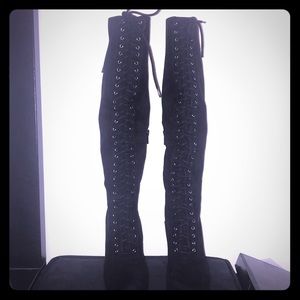Forever 21 Knee High Laced Boots